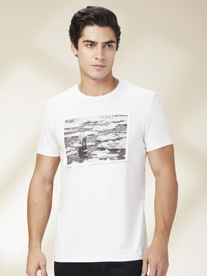 BEING HUMAN Graphic Print Men Round Neck White T-Shirt