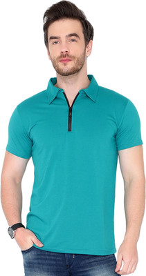 JB Jangoboy Solid Men Polo Neck Dark Blue T-Shirt