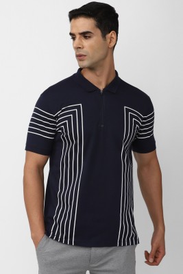 PETER ENGLAND Printed Men Polo Neck Dark Blue T-Shirt