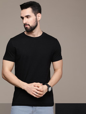 RULEDBYSUN Solid Men Round Neck Black T-Shirt