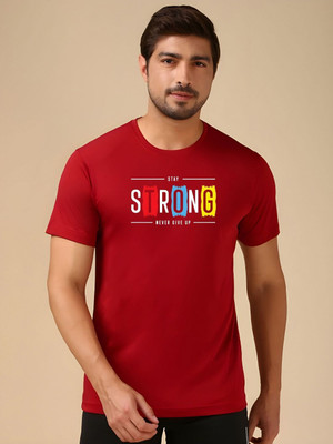 SZN Graphic Print Men Round Neck Maroon T-Shirt