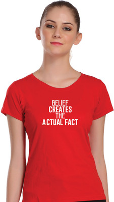 APEX Typography Women Round Neck Red T-Shirt