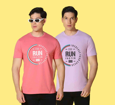 WOOSTRO Graphic Print Men Round Neck Purple, Pink T-Shirt
