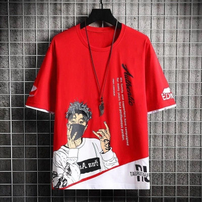 DEEVERO Printed, Typography Men Round Neck Red T-Shirt