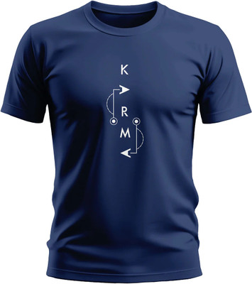 Warriorworld Printed Men Round Neck Navy Blue T-Shirt