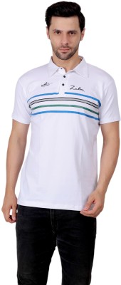 ZULX Printed Men Polo Neck White T-Shirt