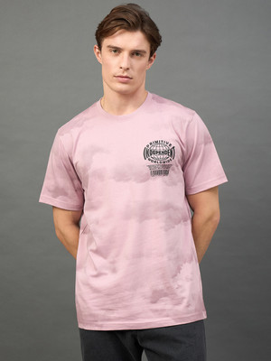 Club York Graphic Print Men Round Neck Pink T-Shirt