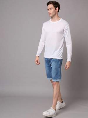 InkTees Solid Men Round Neck White T-Shirt