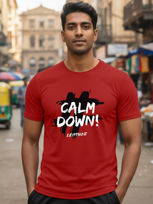 JUST ROAR Printed Men Round Neck Red T-Shirt