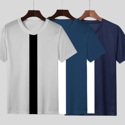 INKKR Striped Men Round Neck Multicolor T-Shirt