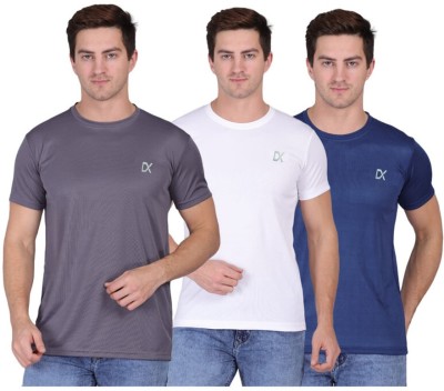 ONEBIT Solid Men Round Neck Grey, White, Dark Blue T-Shirt