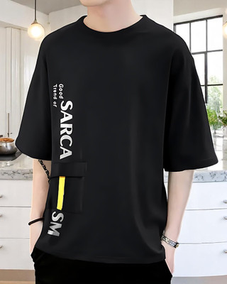 Autna Printed Men Round Neck Black T-Shirt