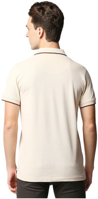 BASICS Self Design Men Polo Neck Brown T-Shirt