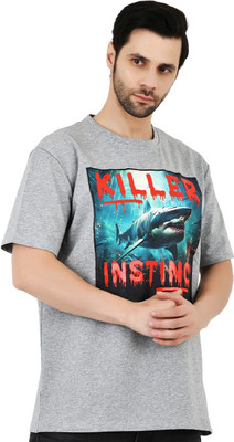 Sageware Graphic Print Men Round Neck Grey T-Shirt