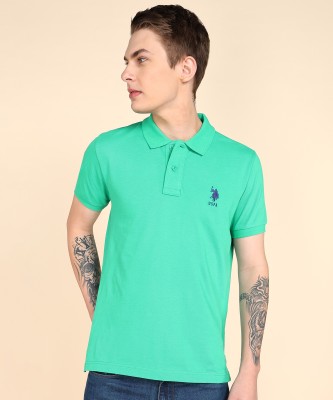 U.S. POLO ASSN. Solid Men Polo Neck Green T-Shirt