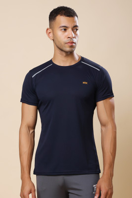 KEX Solid Men Round Neck Navy Blue T-Shirt