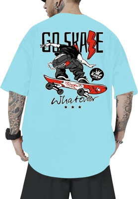 ALNIK Graphic Print Men Round Neck Light Blue T-Shirt