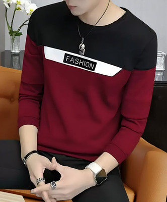 FASHIUM Printed Men Round Neck Maroon T-Shirt