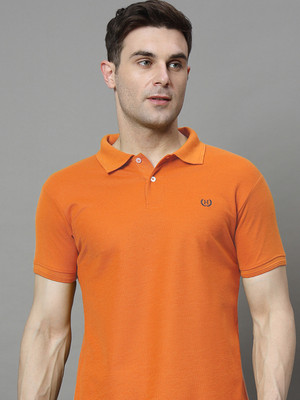 JAAPCLOTHING Solid Men Polo Neck Orange T-Shirt