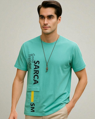 Autna Printed Men Round Neck Green T-Shirt
