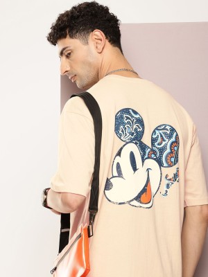 Kook N Keech Disney Printed Men Round Neck Beige T-Shirt