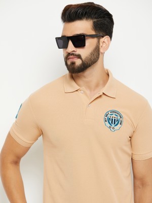 GETGOLF Embroidered Men Polo Neck Beige T-Shirt