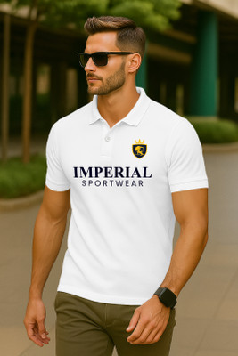 Dagcros Printed Men Polo Neck White T-Shirt
