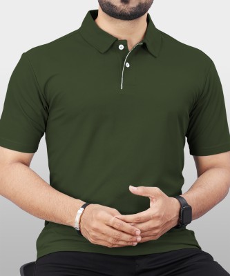 VeBNoR Solid Men Polo Neck Green T-Shirt