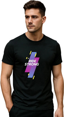 Fabc Typography Men Round Neck Black T-Shirt