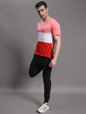 InkTees Solid Men Round Neck Pink T-Shirt