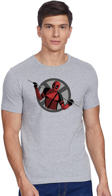 I KNG Graphic Print Men Round Neck Silver T-Shirt