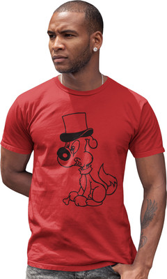 DOGAR ESSENTIALS Printed, Typography Men Round Neck Red T-Shirt