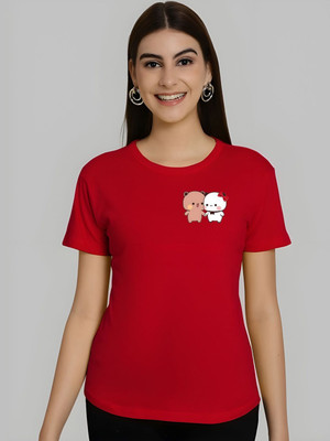 SZN Graphic Print Women Round Neck Red T-Shirt