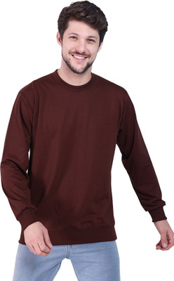 SONI BROS Solid Men Round Neck Brown T-Shirt