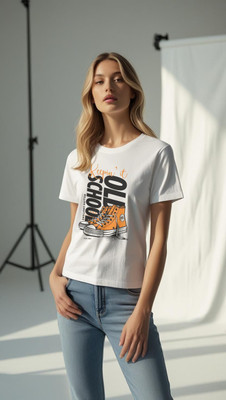 Millionemotions Graphic Print Women Round Neck White T-Shirt
