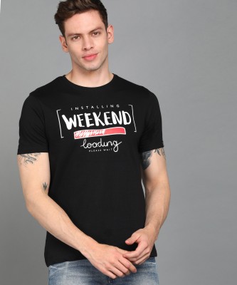 Urbano Fashion Typography Men Round Neck Black T-Shirt