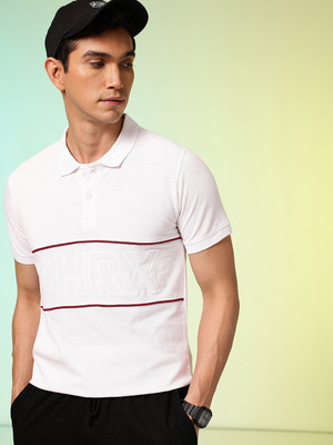 HRX by Hrithik Roshan Solid Men Polo Neck White T-Shirt