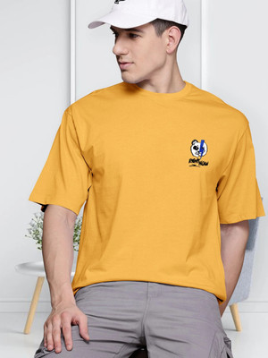 PATOIS Printed Men Round Neck Yellow T-Shirt