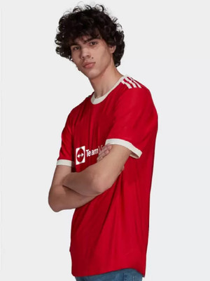 YUTU Typography Men Round Neck Red T-Shirt