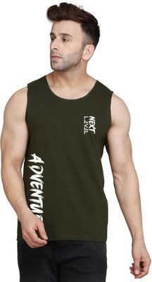 SLOWLORIS Typography Men Round Neck Dark Green T-Shirt