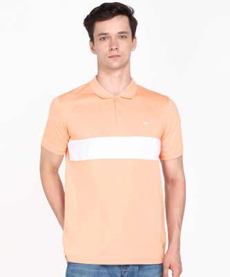 PARK AVENUE Printed Men Polo Neck Orange T-Shirt