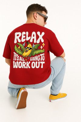 Madilyn Graphic Print Men Round Neck Red T-Shirt