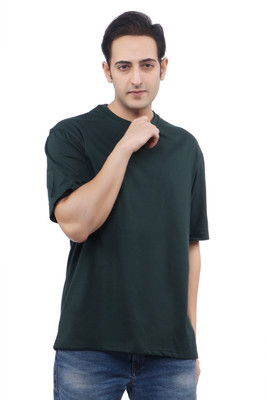 WILD ELEPHANT Solid Men Round Neck Green T-Shirt