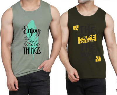 WOOSTRO Printed Men Scoop Neck Light Green, Dark Green T-Shirt