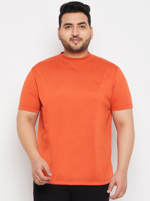 Adobe Solid Men Round Neck Orange T-Shirt