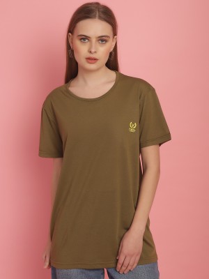 VIMAL JONNEY Solid Women Round Neck Green T-Shirt