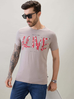 Status Quo Printed Men Round Neck Grey T-Shirt