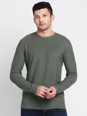 BEING HUMAN Solid Men Round Neck Green T-Shirt