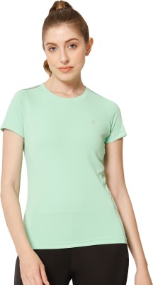 PERFKTU Solid Women Round Neck Green T-Shirt