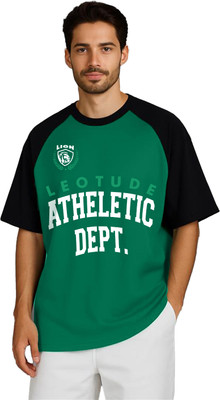 Leotude Printed Men Round Neck Green T-Shirt